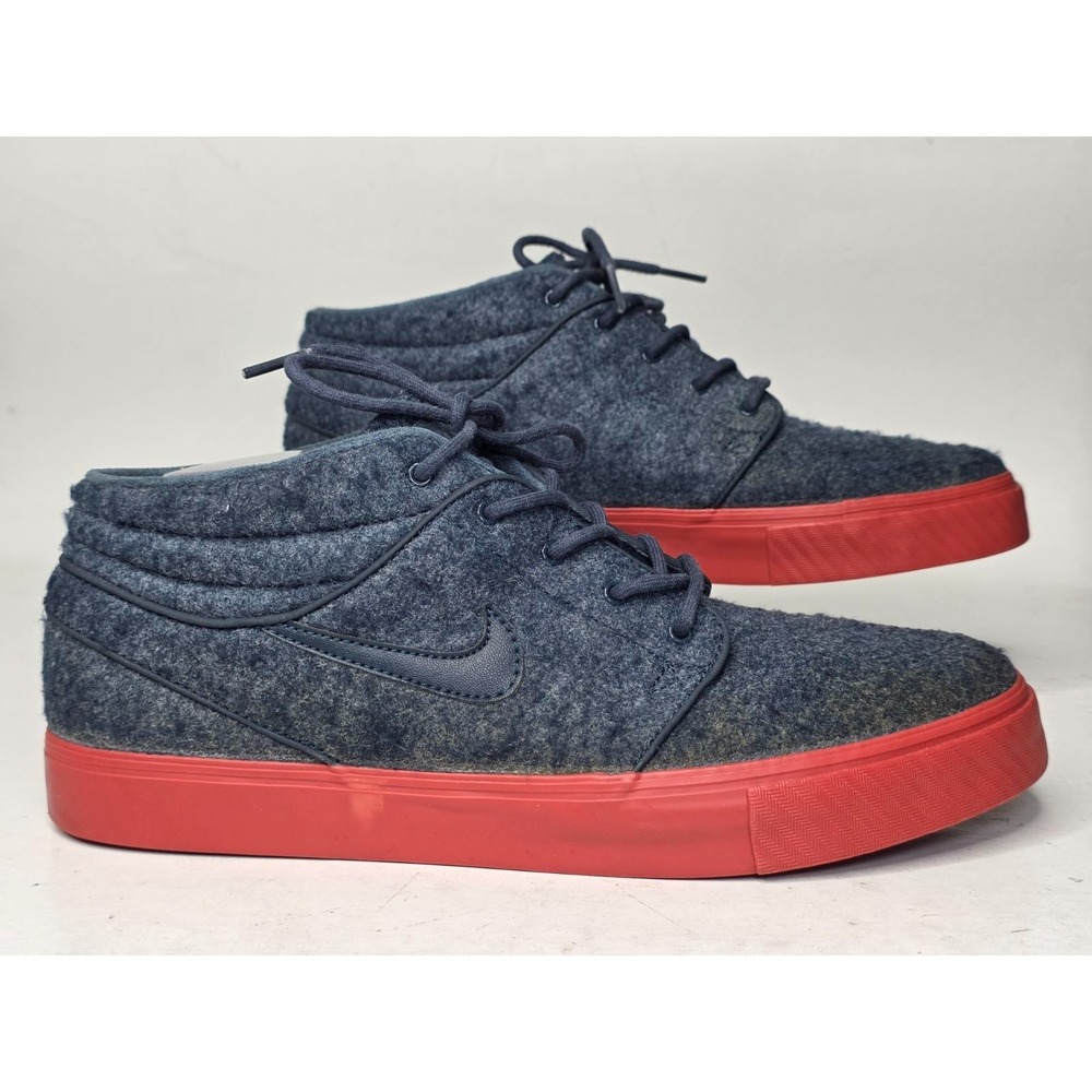 Nike SB Stefan Janoski Mid Shoes Men's Size 9.5 Navy Red Skateboarding Sneakers